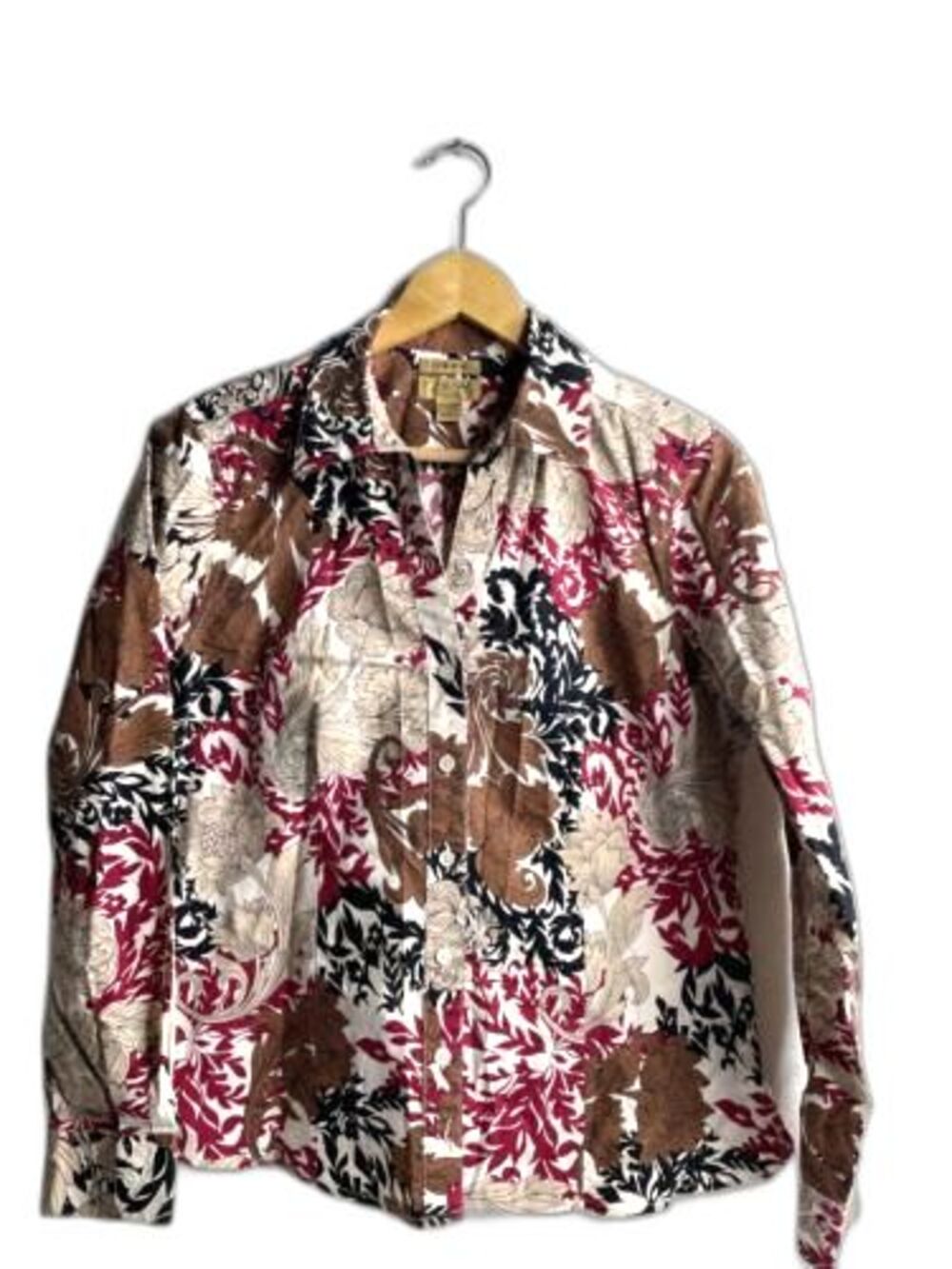 Investments DILLARDS Gold Label Floral Blouse PETITE Size14P Button up Shirt